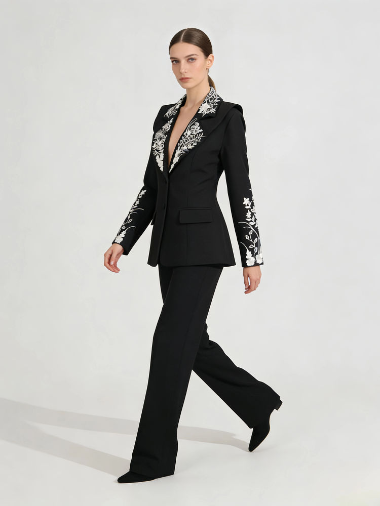 TWOTWINSTYLE Lapel Patchwork Print Tunic Temperament Blazers