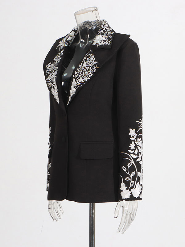 TWOTWINSTYLE Lapel Patchwork Print Tunic Temperament Blazers
