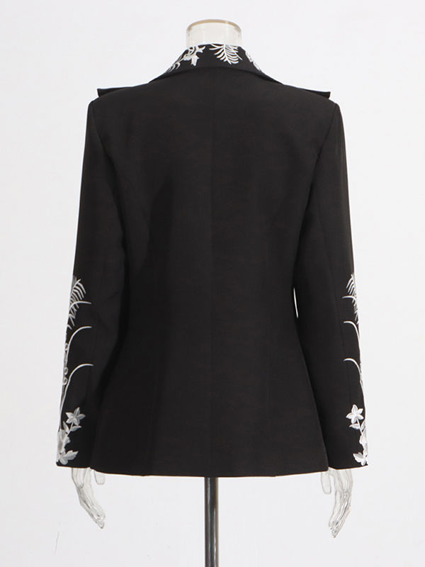TWOTWINSTYLE Lapel Patchwork Print Tunic Temperament Blazers