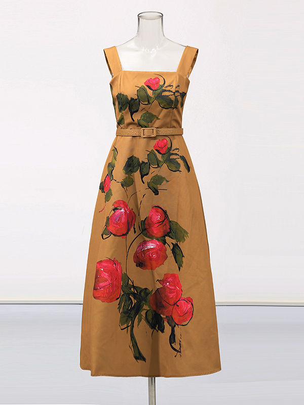 TWOTWINSTYLE Patchwork Print Sleeveless Vintage Dress