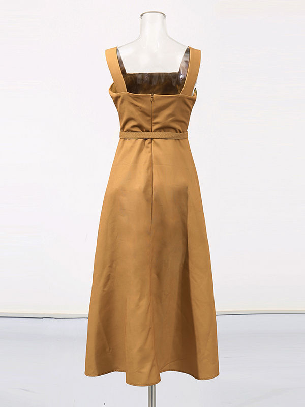 TWOTWINSTYLE Patchwork Print Sleeveless Vintage Dress