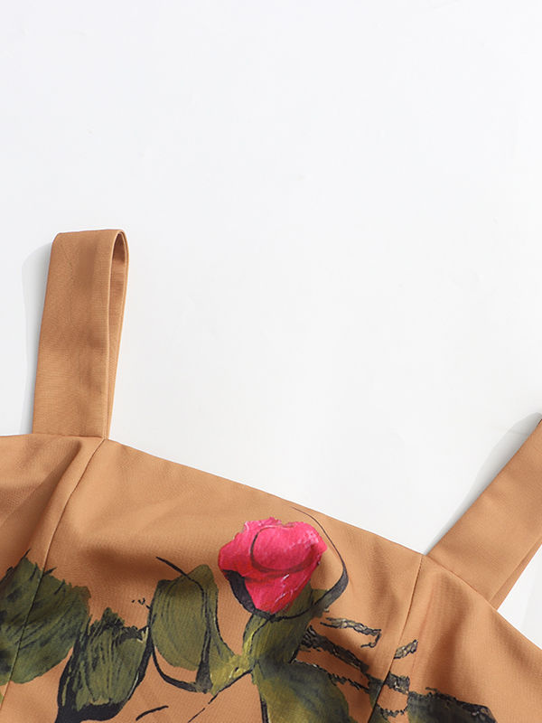 TWOTWINSTYLE Patchwork Print Sleeveless Vintage Dress