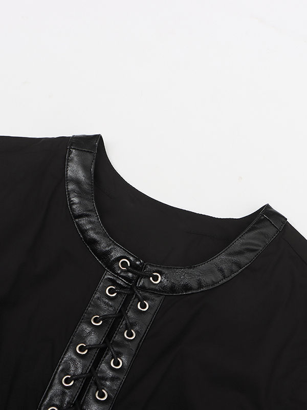 TWOTWINSTYLE Sleeveless Patchwork Drawstring Tunic Dress