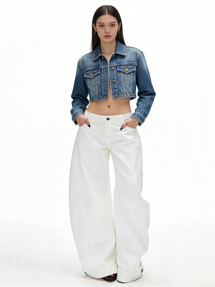 TWOTWINSTYLE Solid Loose Spliced Button Dsigner Pants