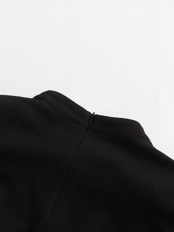TWOTWINSTYLE Stand Collar Hit Color Spliced Belt Fashion Dress