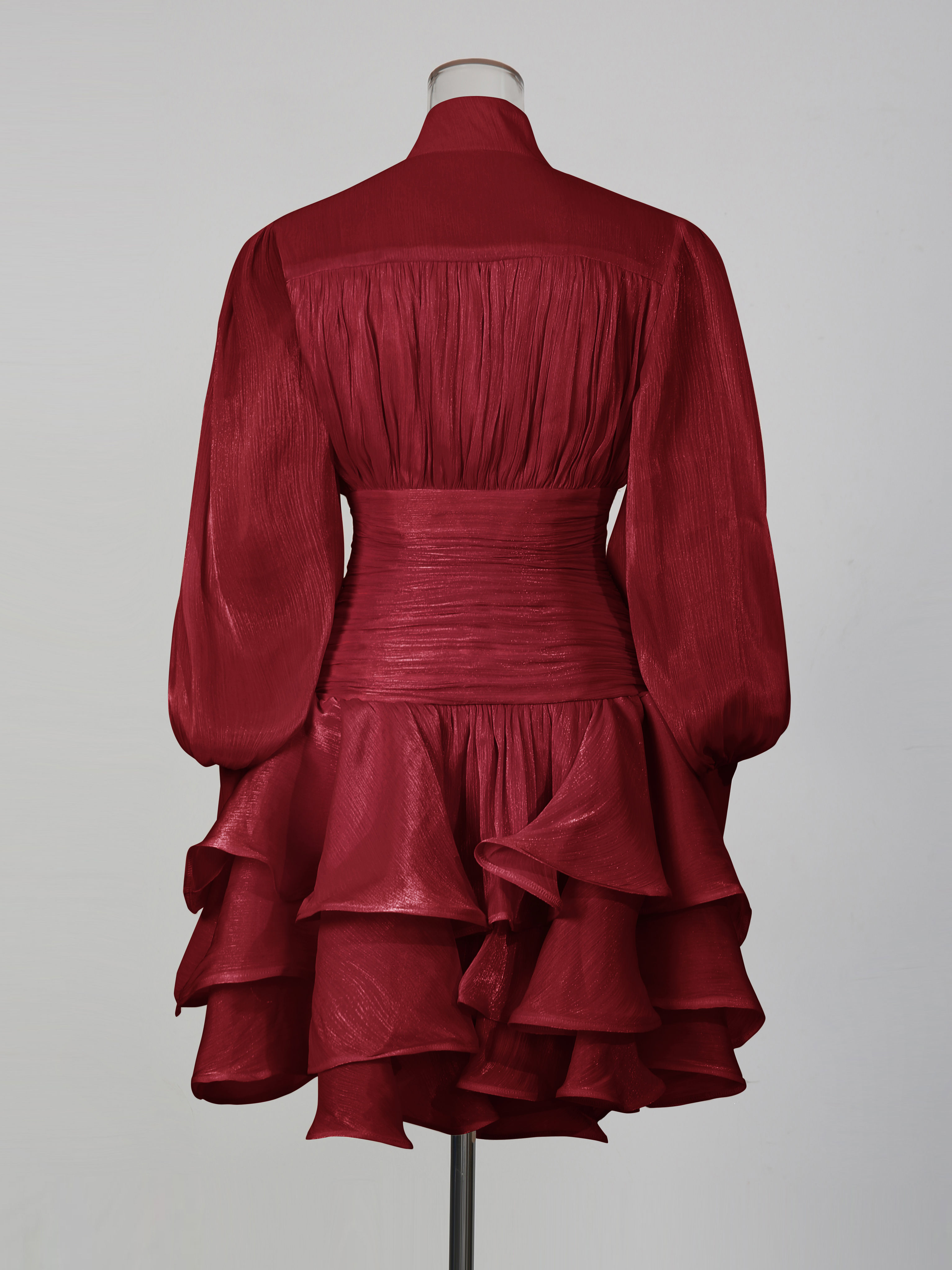 TWOTWINSTYLE Stand Collar Tunic Designer Solid Mini Dress