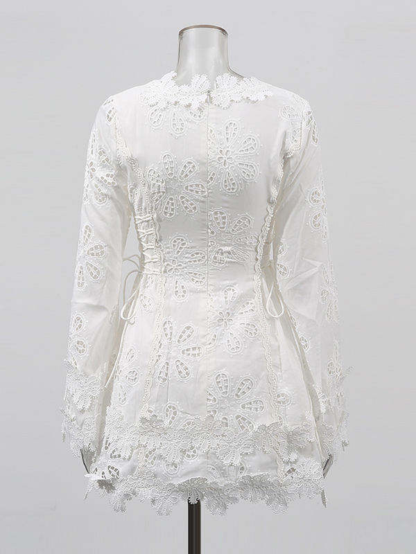 TWOTWINSTYLE V Neck Long Sleeve High Waist Designer Dress
