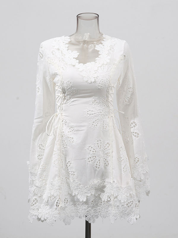 TWOTWINSTYLE V Neck Long Sleeve High Waist Designer Dress