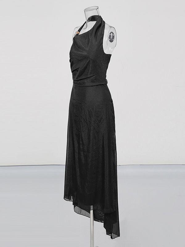 TWOTWINSTYLE Sleeveless Tunic Asymmetrical Hem Fashion Midi Dress
