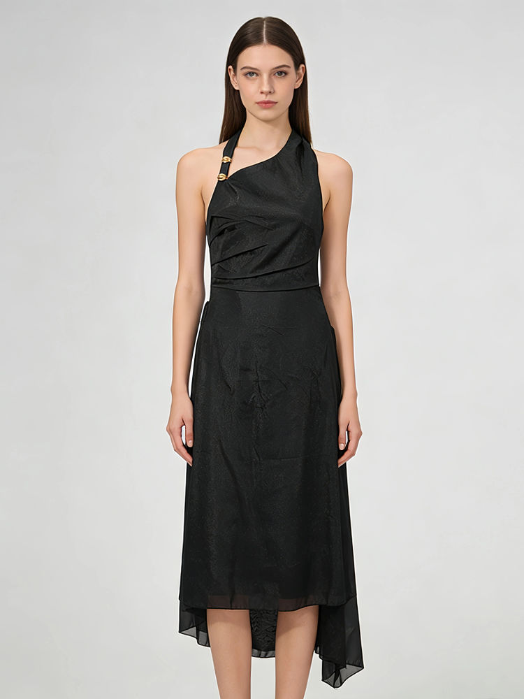 TWOTWINSTYLE Sleeveless Tunic Asymmetrical Hem Fashion Midi Dress