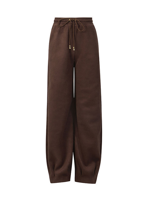 TWOTWINSTYLE Spliced Zipper Stand Collar Top Loose Pants Vintage Two Piece Set