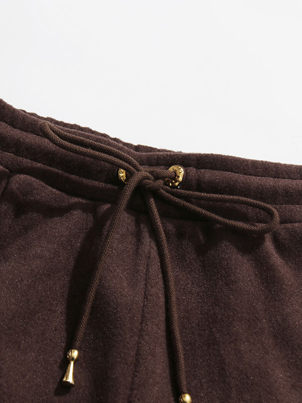 TWOTWINSTYLE Spliced Zipper Stand Collar Top Loose Pants Vintage Two Piece Set