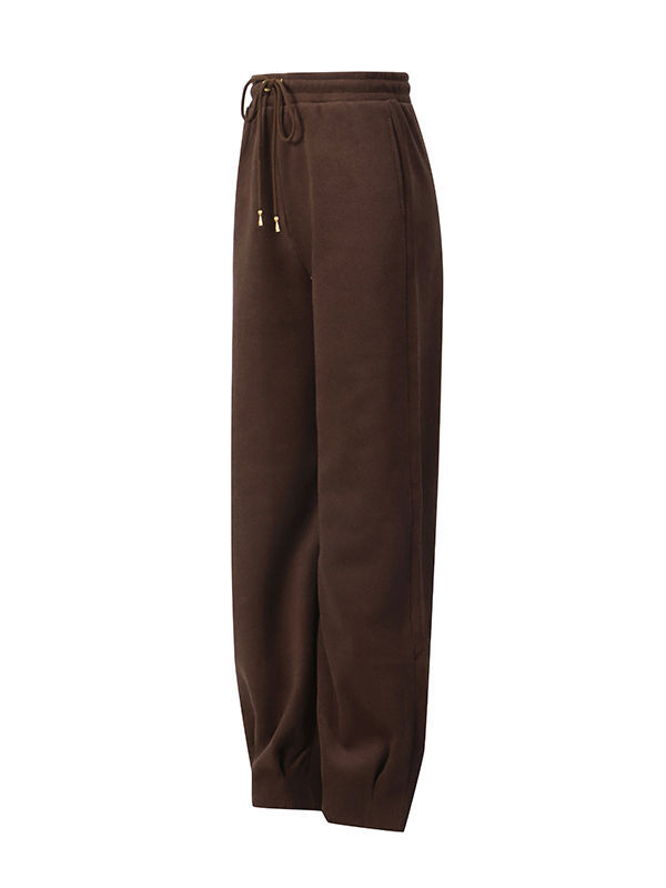 TWOTWINSTYLE Spliced Zipper Stand Collar Top Loose Pants Vintage Two Piece Set