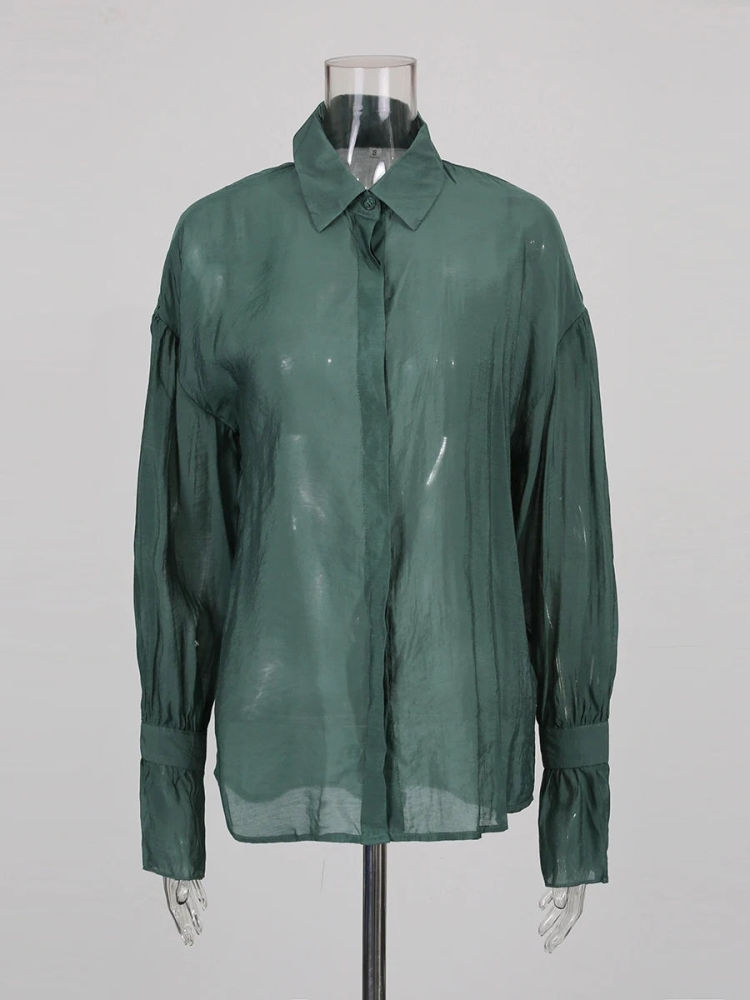 TWOTWINSTYLE Latern Sleeve Loose Shirt Top