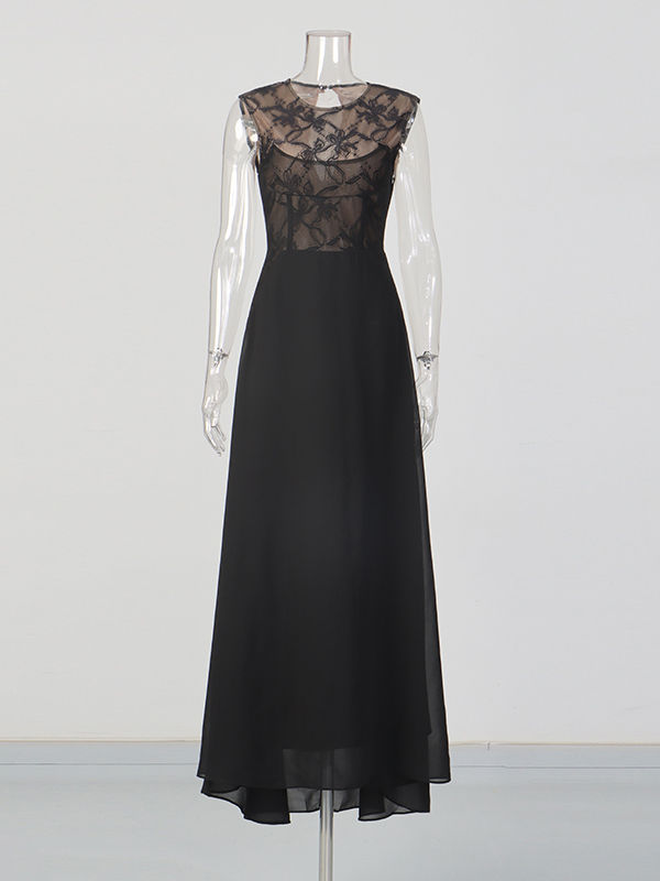 TWOTWINSTYLE Sleeveless Patchwork Lace Tunic Elegant Dress