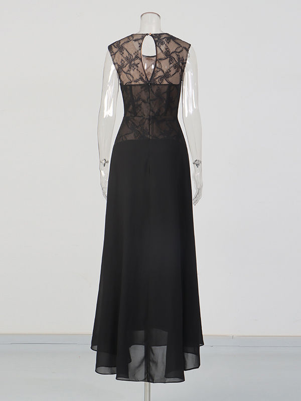 TWOTWINSTYLE Sleeveless Patchwork Lace Tunic Elegant Dress
