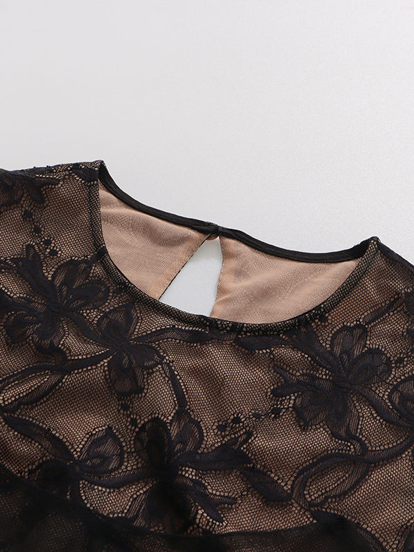 TWOTWINSTYLE Sleeveless Patchwork Lace Tunic Elegant Dress