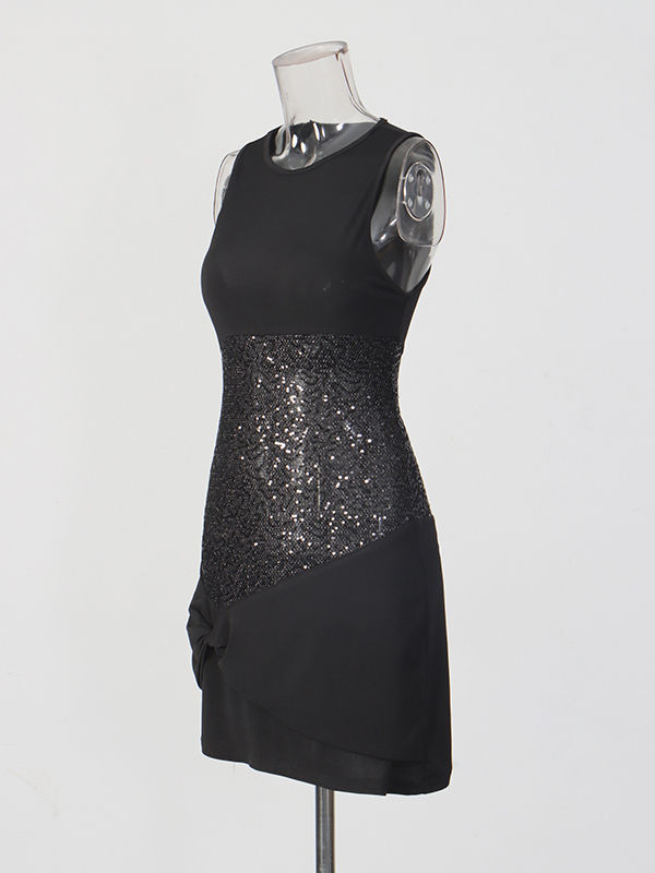 TWOTWINSTYLE Spliced Sequins Slimming Designer Mini Dress