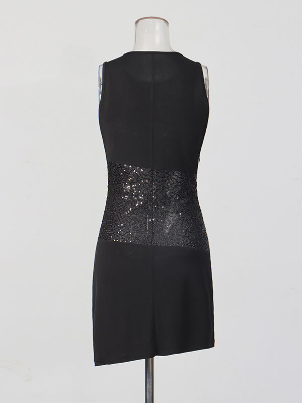 TWOTWINSTYLE Spliced Sequins Slimming Designer Mini Dress