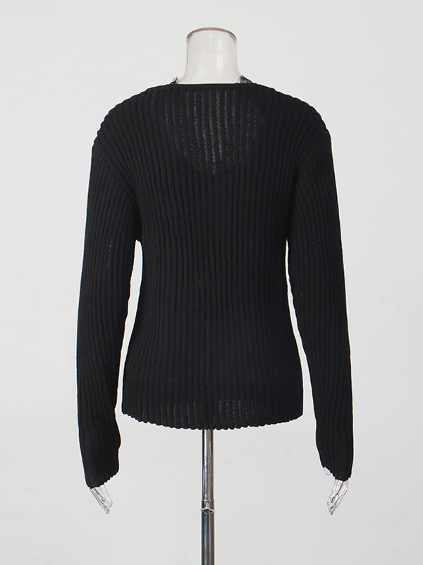 TWOTWINSTYLE Solid Long Sleeve Spliced Lace Slimming Sweater