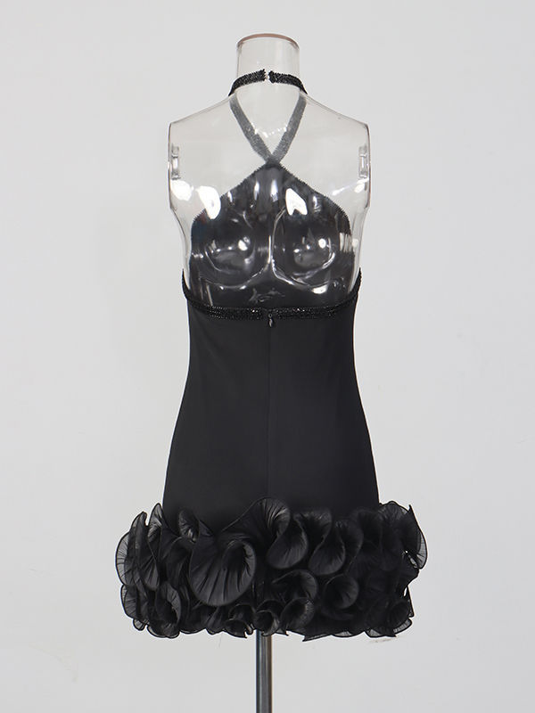 TWOTWINSTYLE Backless Patchwork Ruffles Slimming Dress