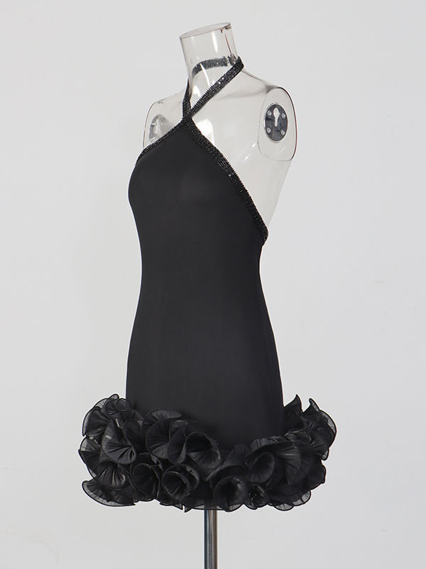 TWOTWINSTYLE Backless Patchwork Ruffles Slimming Dress
