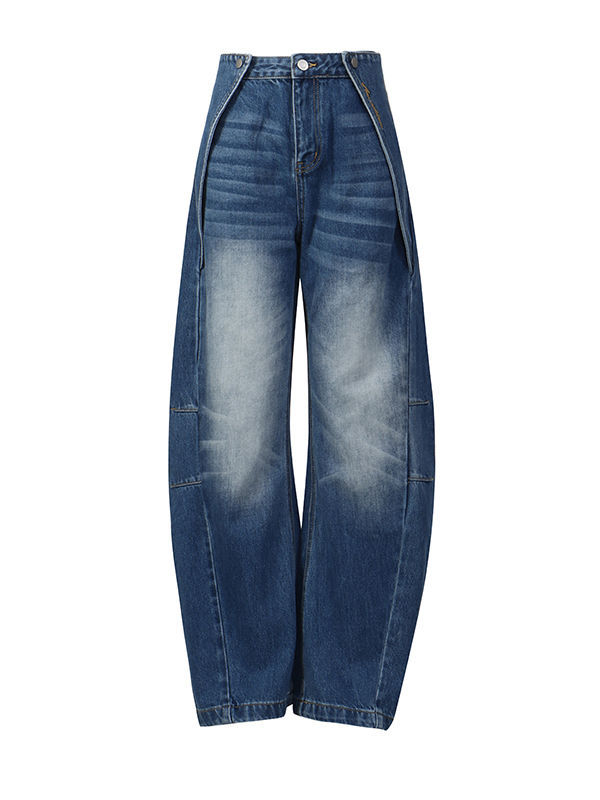 TWOTWINSTYLE Designer Hit Color Loose Denim Pants