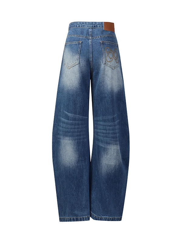 TWOTWINSTYLE Designer Hit Color Loose Denim Pants
