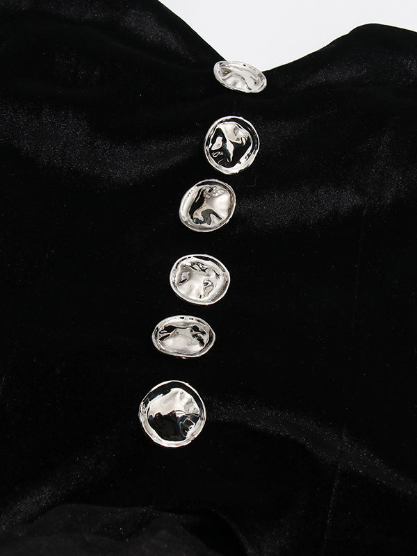 TWOTWINSTYLE Spliced Metal Button Tunic Strapless Dress