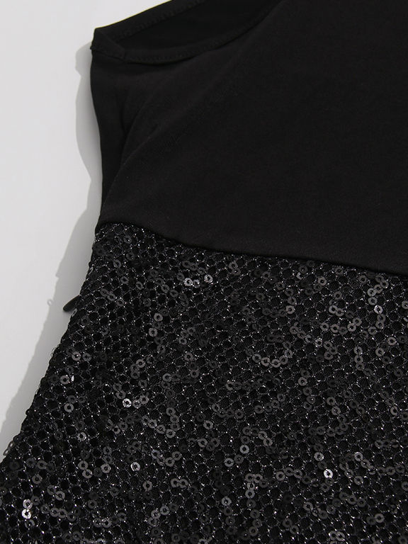 TWOTWINSTYLE Spliced Sequins Slimming Designer Mini Dress