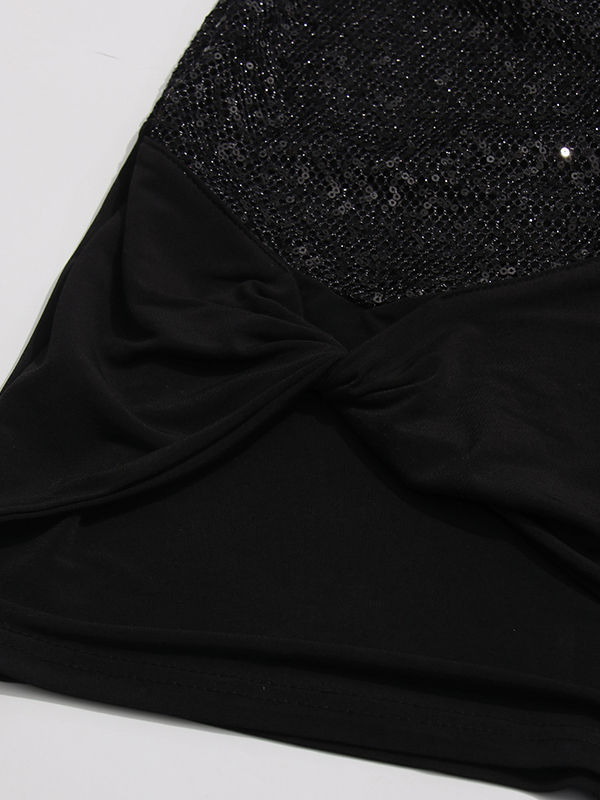 TWOTWINSTYLE Spliced Sequins Slimming Designer Mini Dress