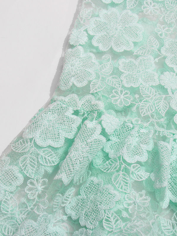 TWOTWINSTYLE Patchwork 3D Flower Side Split Elegant Dress