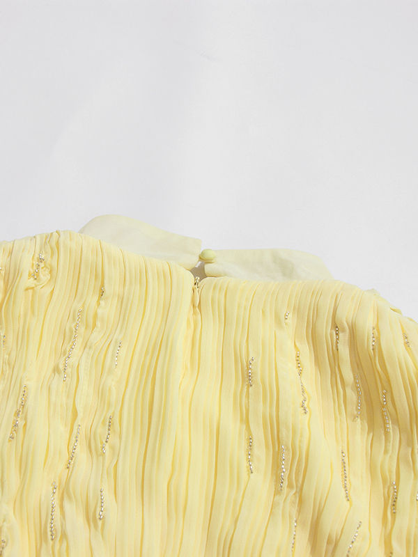 TWOTWINSTYLE Stand Collar Tunic Spliced Ruffles Elegant Dress