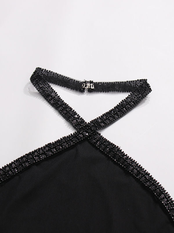 TWOTWINSTYLE Backless Patchwork Ruffles Slimming Dress