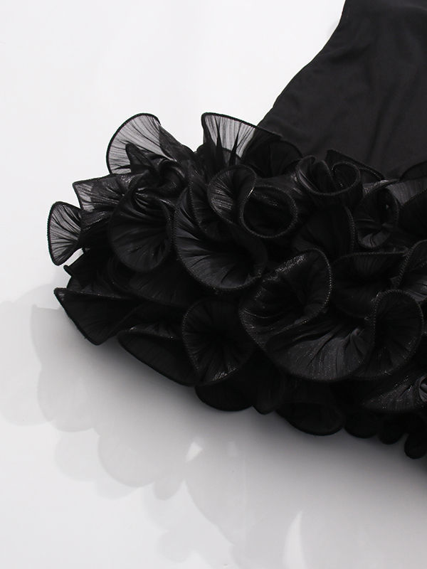 TWOTWINSTYLE Backless Patchwork Ruffles Slimming Dress
