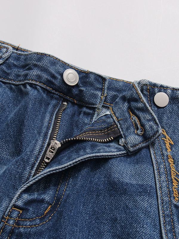 TWOTWINSTYLE Designer Hit Color Loose Denim Pants