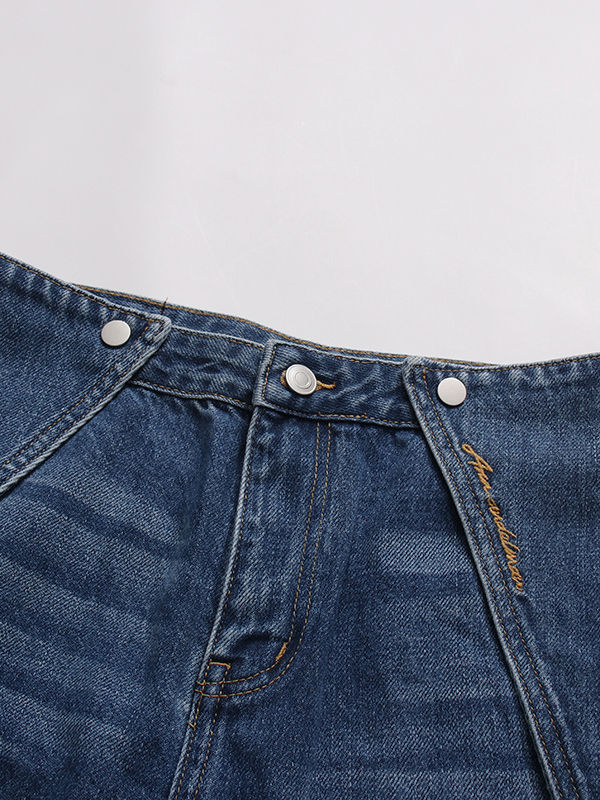 TWOTWINSTYLE Designer Hit Color Loose Denim Pants