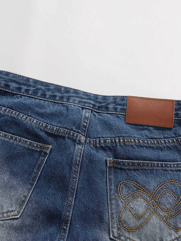 TWOTWINSTYLE Designer Hit Color Loose Denim Pants