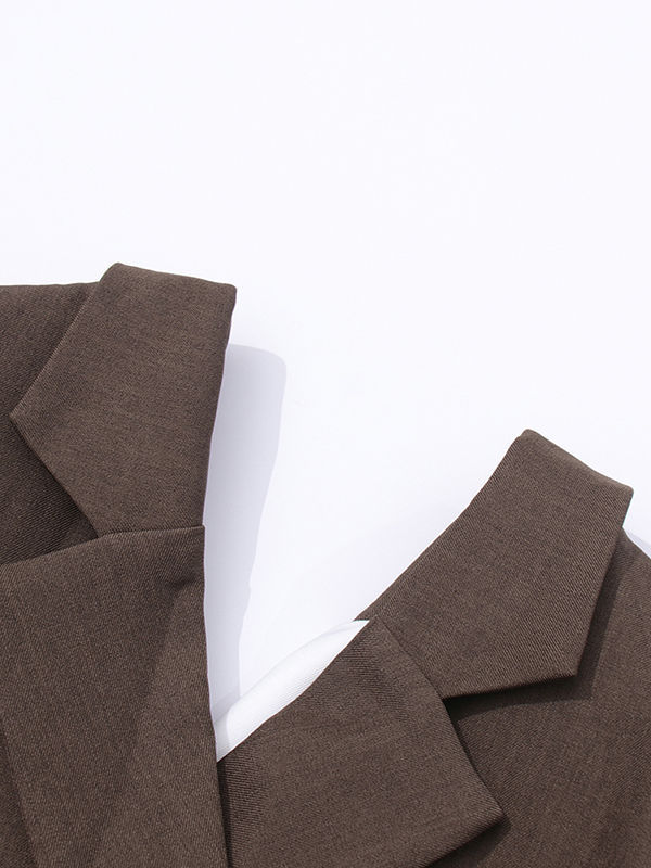 TWOTWINSTYLE Hit Color Lapel High Waist Temperament Coat