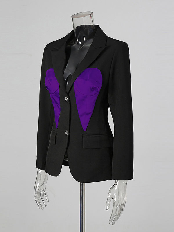TWOTWINSTYLE Hit Color Lapel Long Sleeve Fashion Blazers