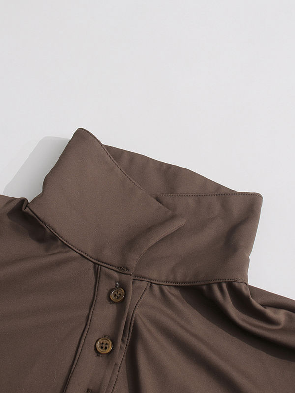 TWOTWINSTYLE Lapel Spliced Metal Button Irregular Hem Designer Slimming Dress