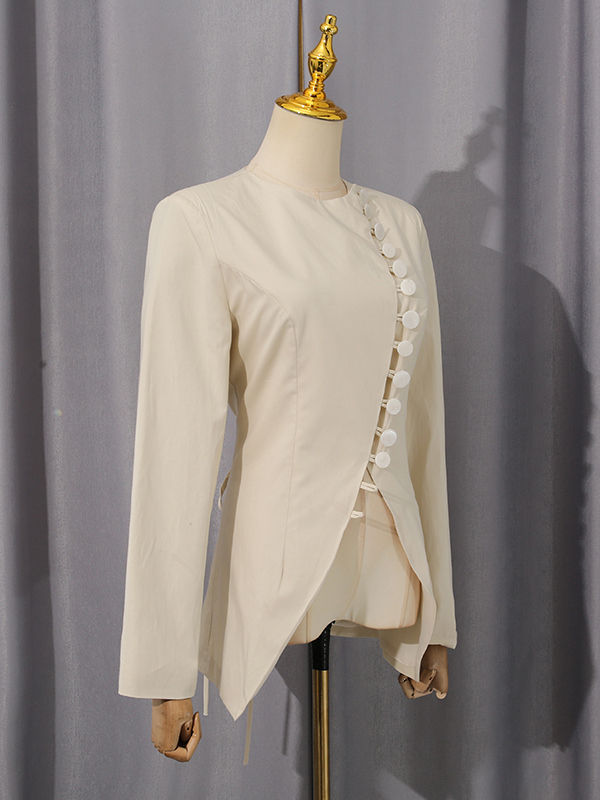 TWOTWINSTYLE Round Neck Long Sleeves Split Tunic Temperament Coat