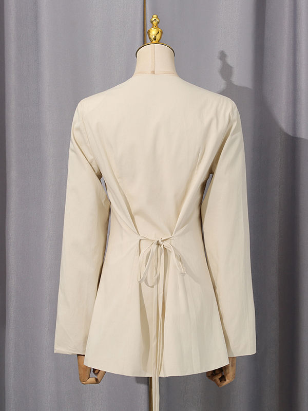 TWOTWINSTYLE Round Neck Long Sleeves Split Tunic Temperament Coat