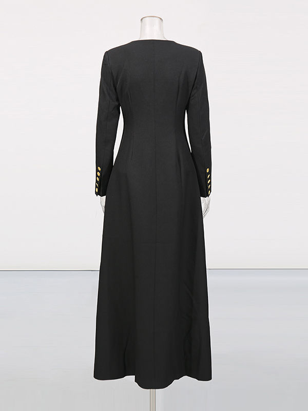 TWOTWINSTYLE Round Neck Loose Spliced Appliques Chic Coat