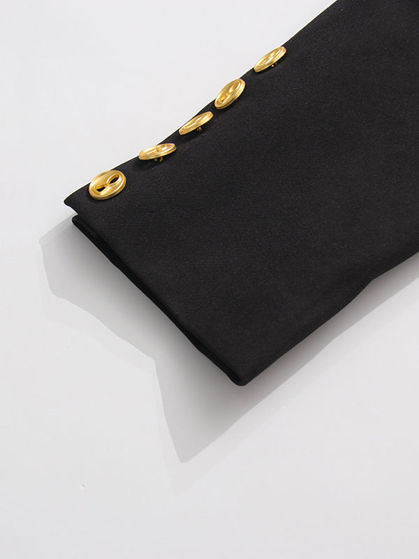 TWOTWINSTYLE Round Neck Loose Spliced Appliques Chic Coat