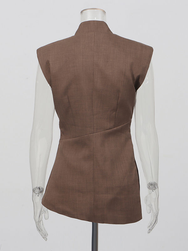 TWOTWINSTYLE Sleeveless Irregular Hem Tunic Vintage Coat
