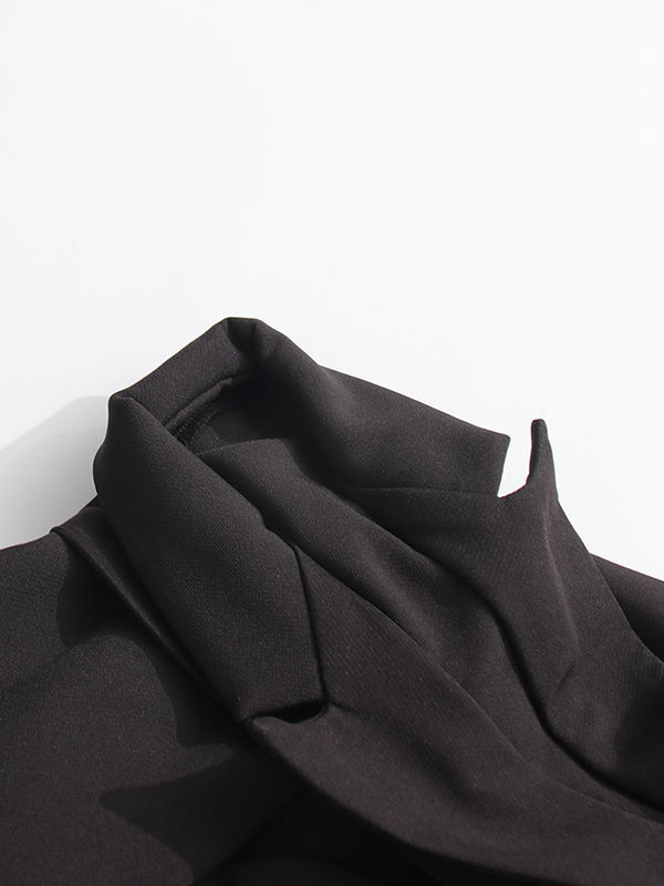 TWOTWINSTYLE Solid Off Shoulder Spliced Single Breasted Designer Coat