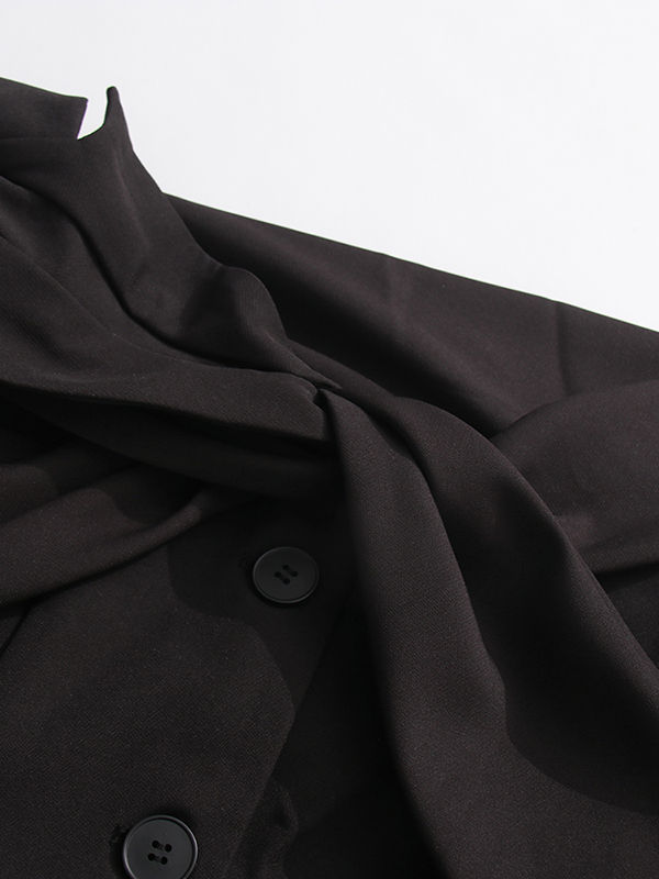 TWOTWINSTYLE Solid Off Shoulder Spliced Single Breasted Designer Coat
