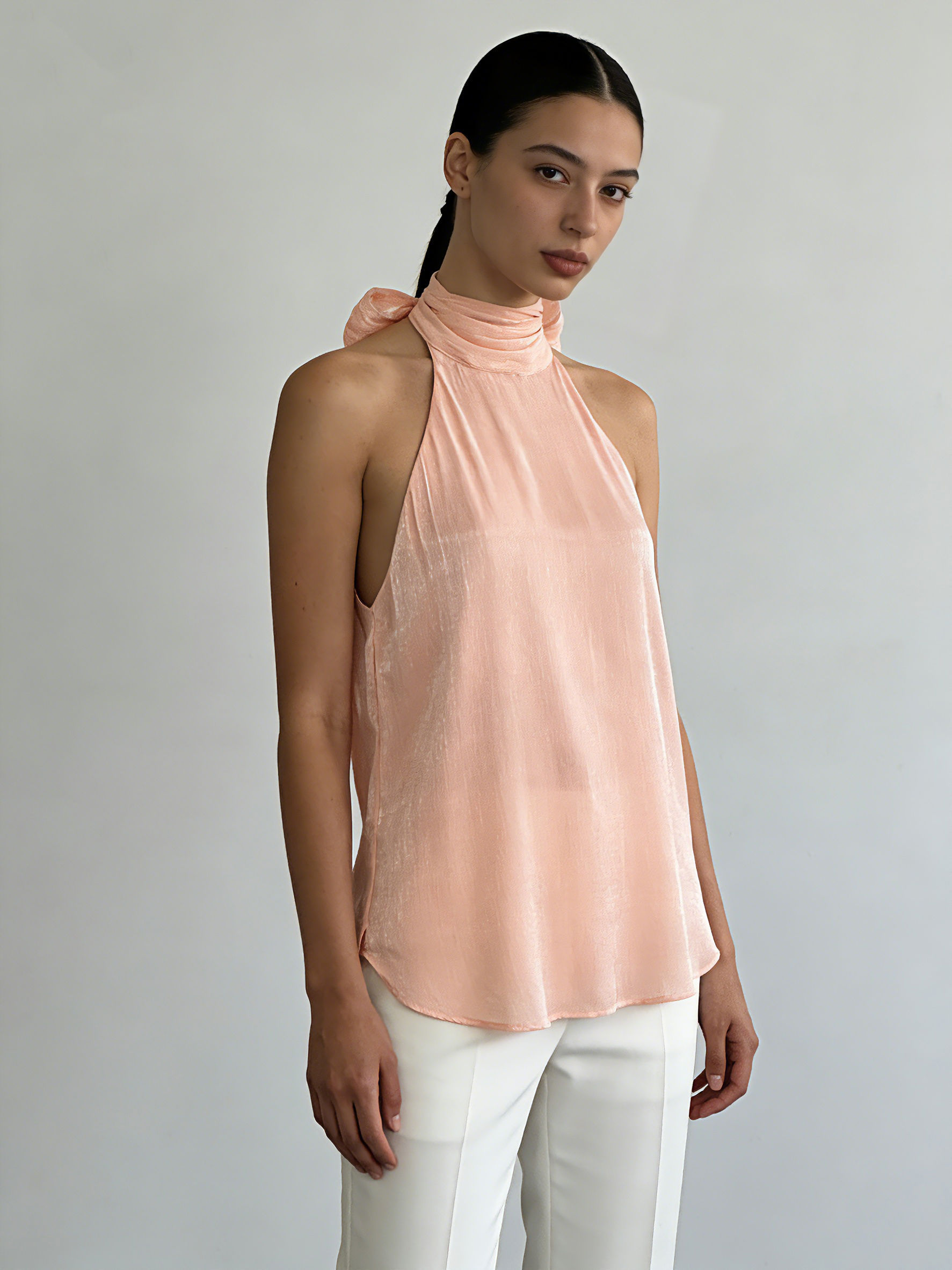 TWOTWINSTYLE Solid Sleeveless Spliced Bowknot Chic Shirt