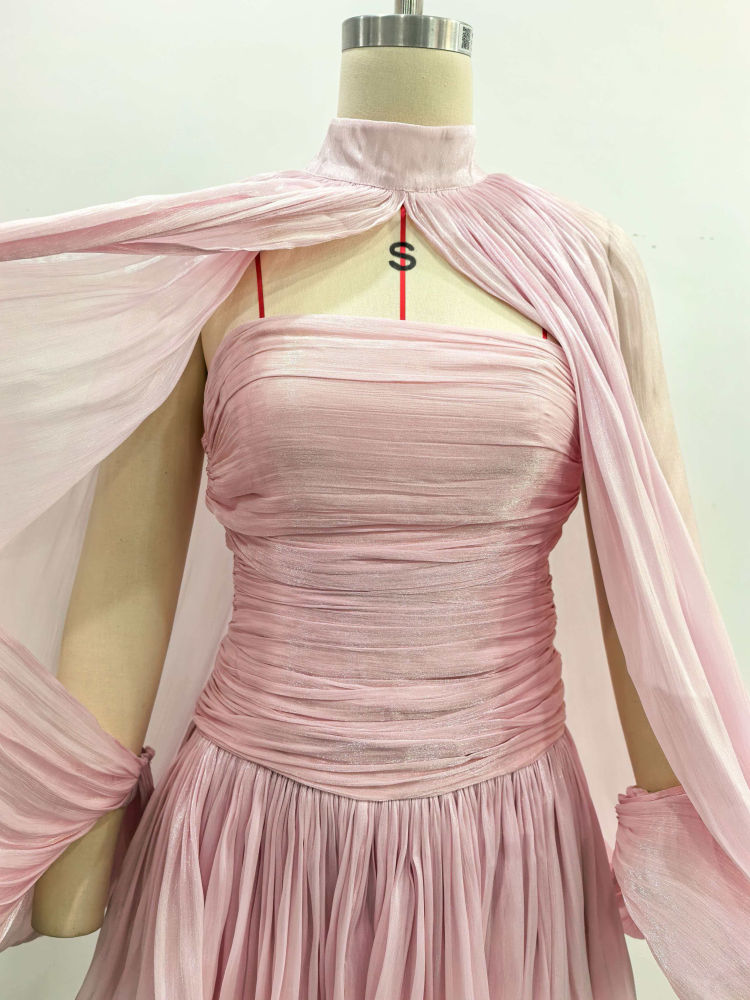 TWOTWINSTYLE Solid Slimming Dress Stand Collar Puff Sleeve Elegant Two Piece Set